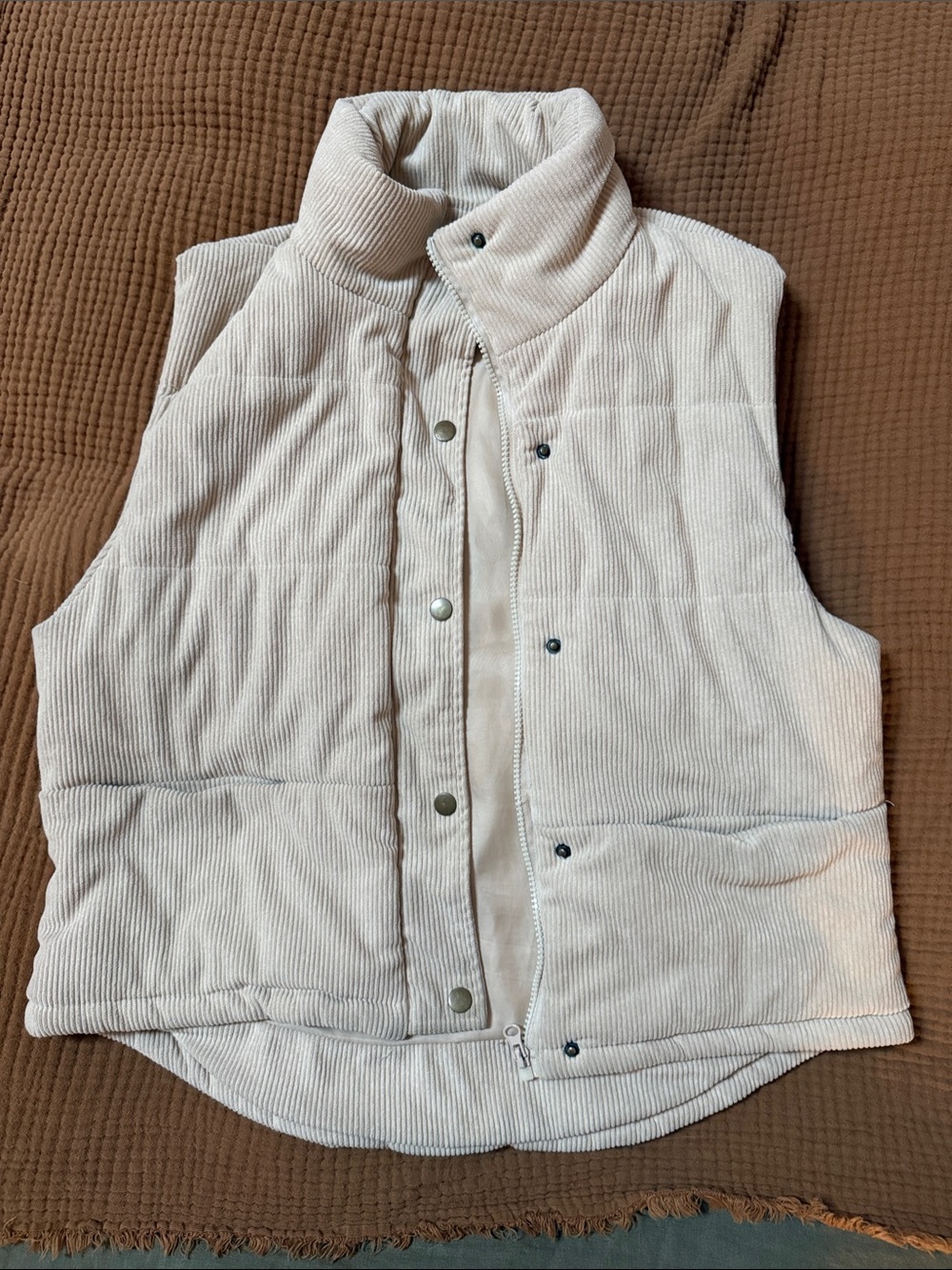Cream Corduroy Puffer Vest